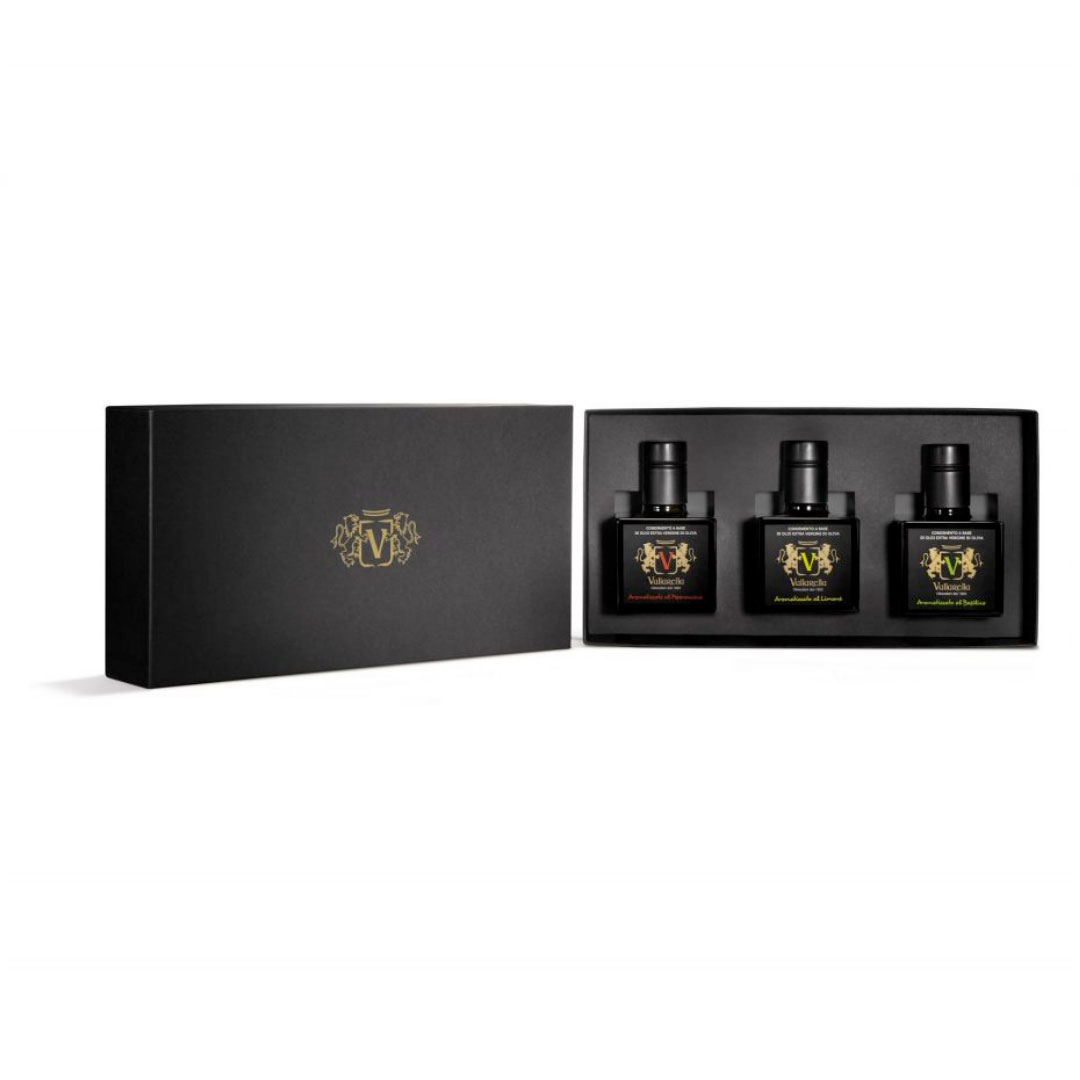 Olio Vallarella Box Regalo Nera 3 Aromatizzati